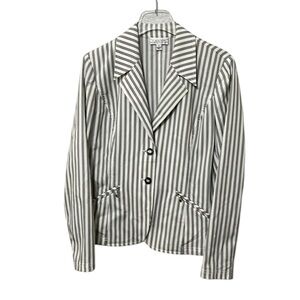 St. John Sport Black White Stripe Seersucker Jacket Size M